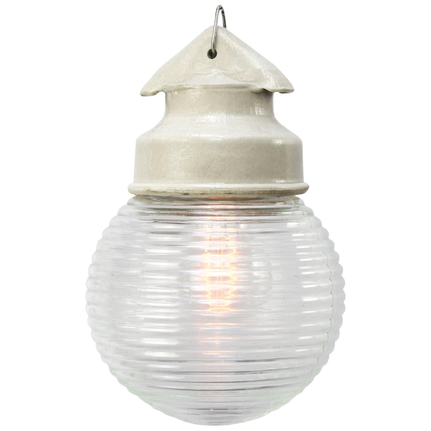 White Porcelain Vintage Industrial Holophane Glass Pendant Lights