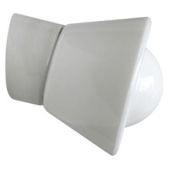 White Porcelain Vintage Industrial Opaline Glass Wall Lamp Scones