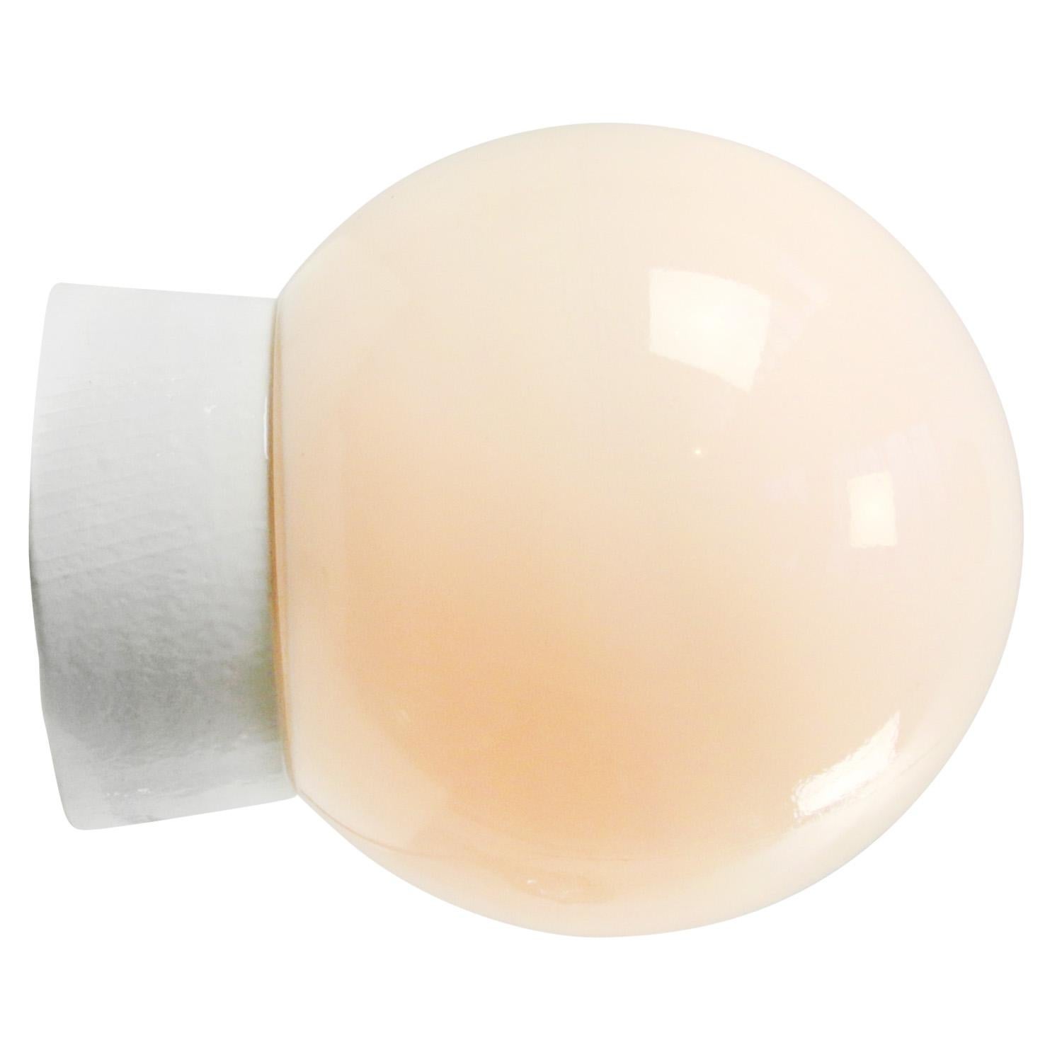 Industrial ceiling lamp.
White porcelain, white opaline glass.
2 conductors, no ground.
Diameter base 12 cm / 4.72 Inches

Weight: 1.35 kg / 3 lb

Priced per individual item. All lamps have been made suitable by international standards for