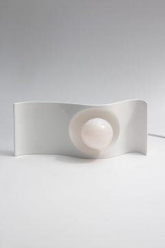 White Porcelain Wavy Mid-Century Modern Soft Light Contemporary Table Lamp