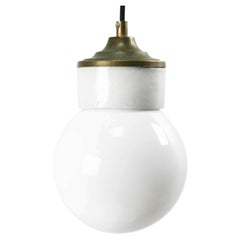 White Porcelain White Opaline Glass Vintage Industrial Brass Pendant Lights