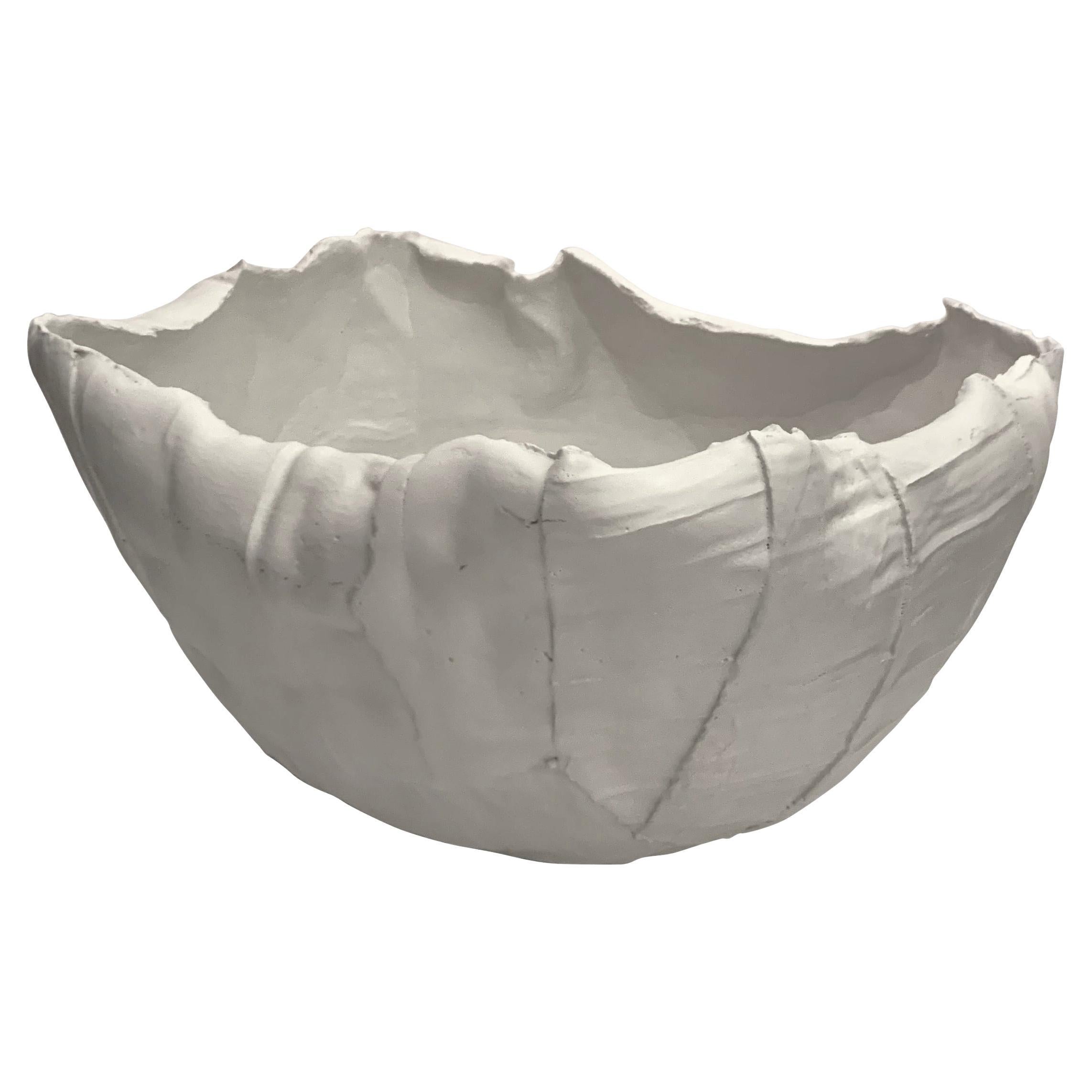 White Porcelain Wide Rib Textured Design Bowl, Italy, Contemporary