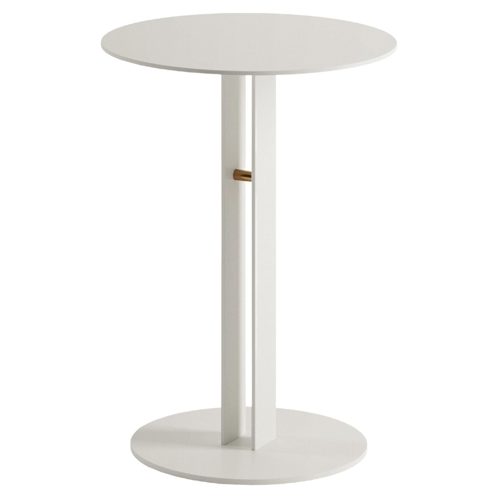 White Portman Side Table in Steel with Brass Designed by Master for Lemon