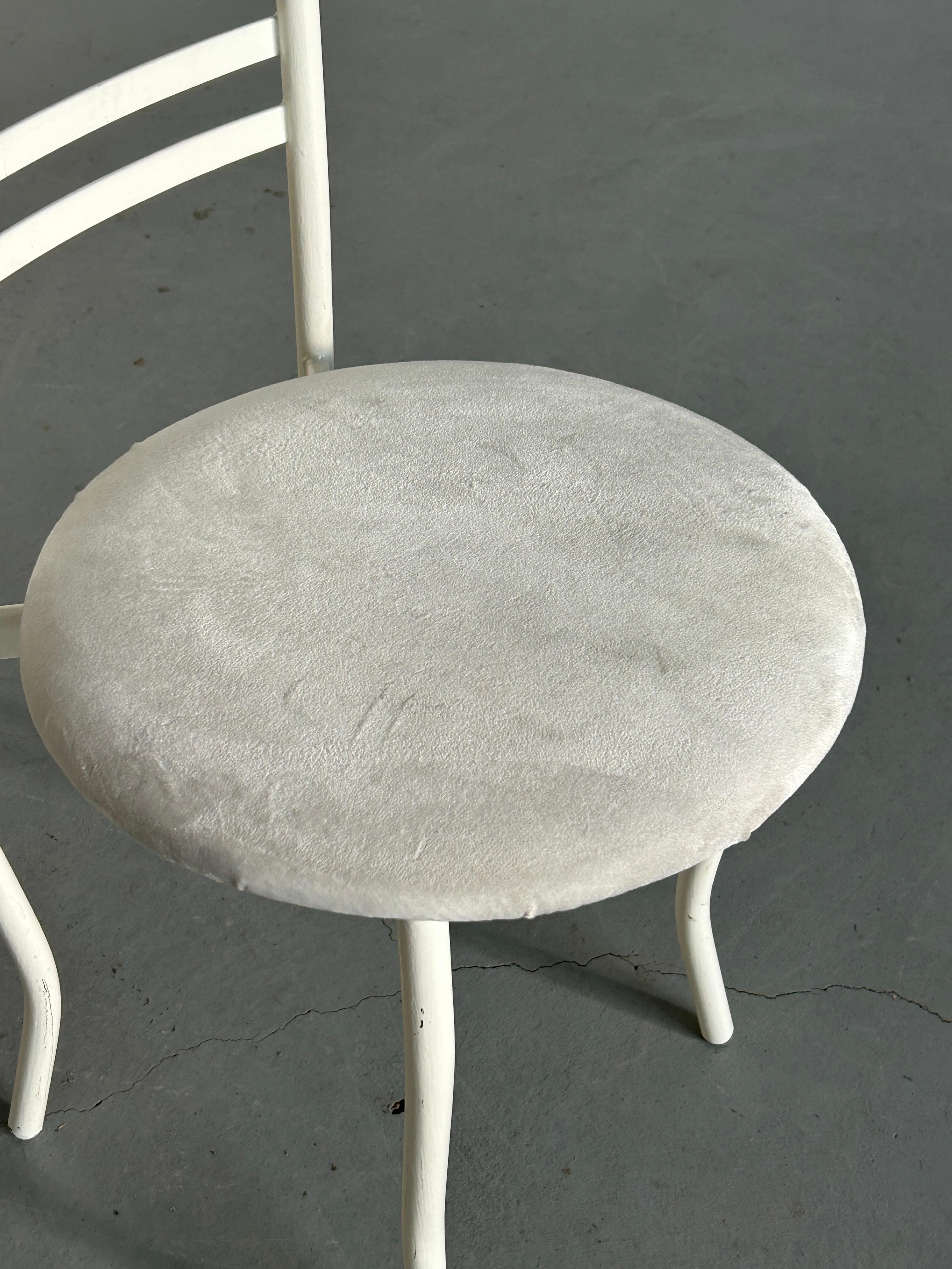 White Postmodern Memphis Style Metal Chair , 1980s Italy 4