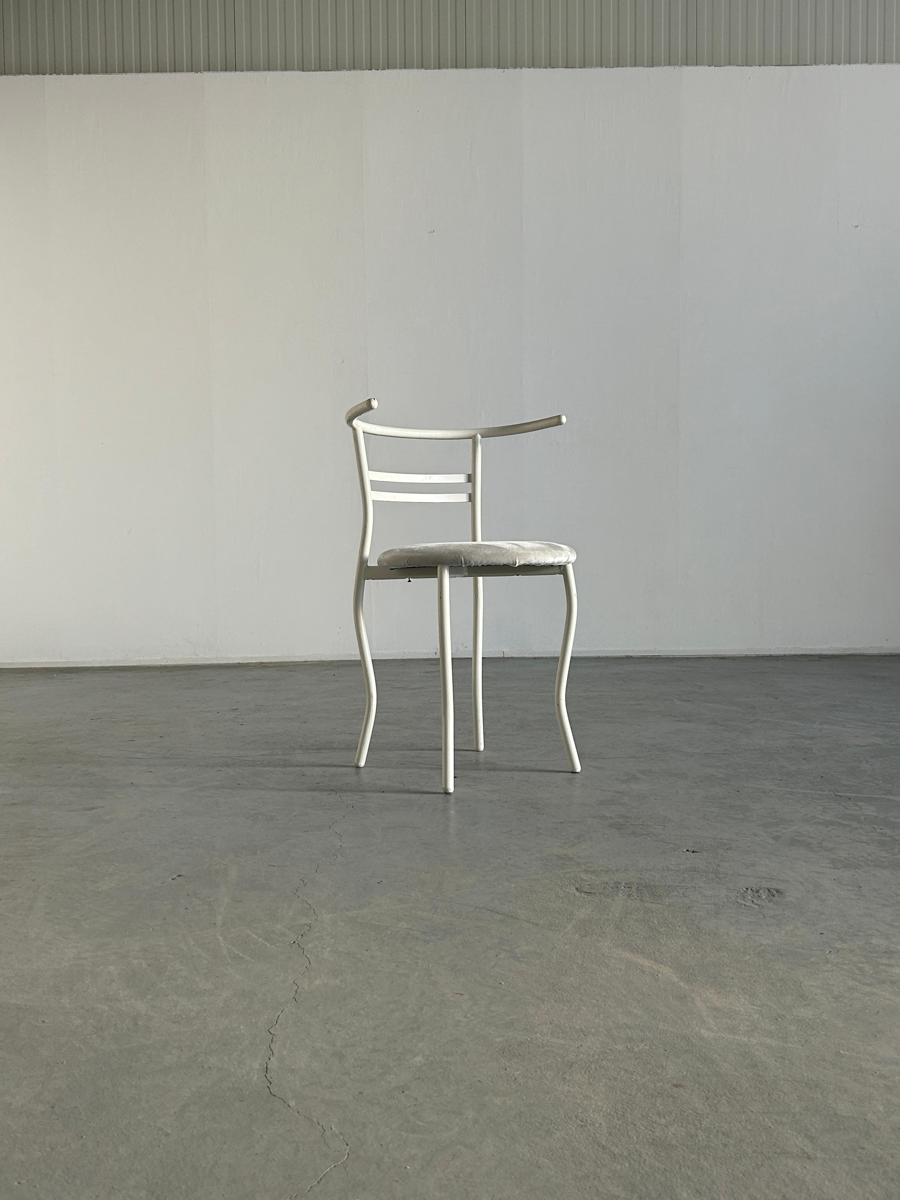 Post-Modern White Postmodern Memphis Style Metal Chair , 1980s Italy