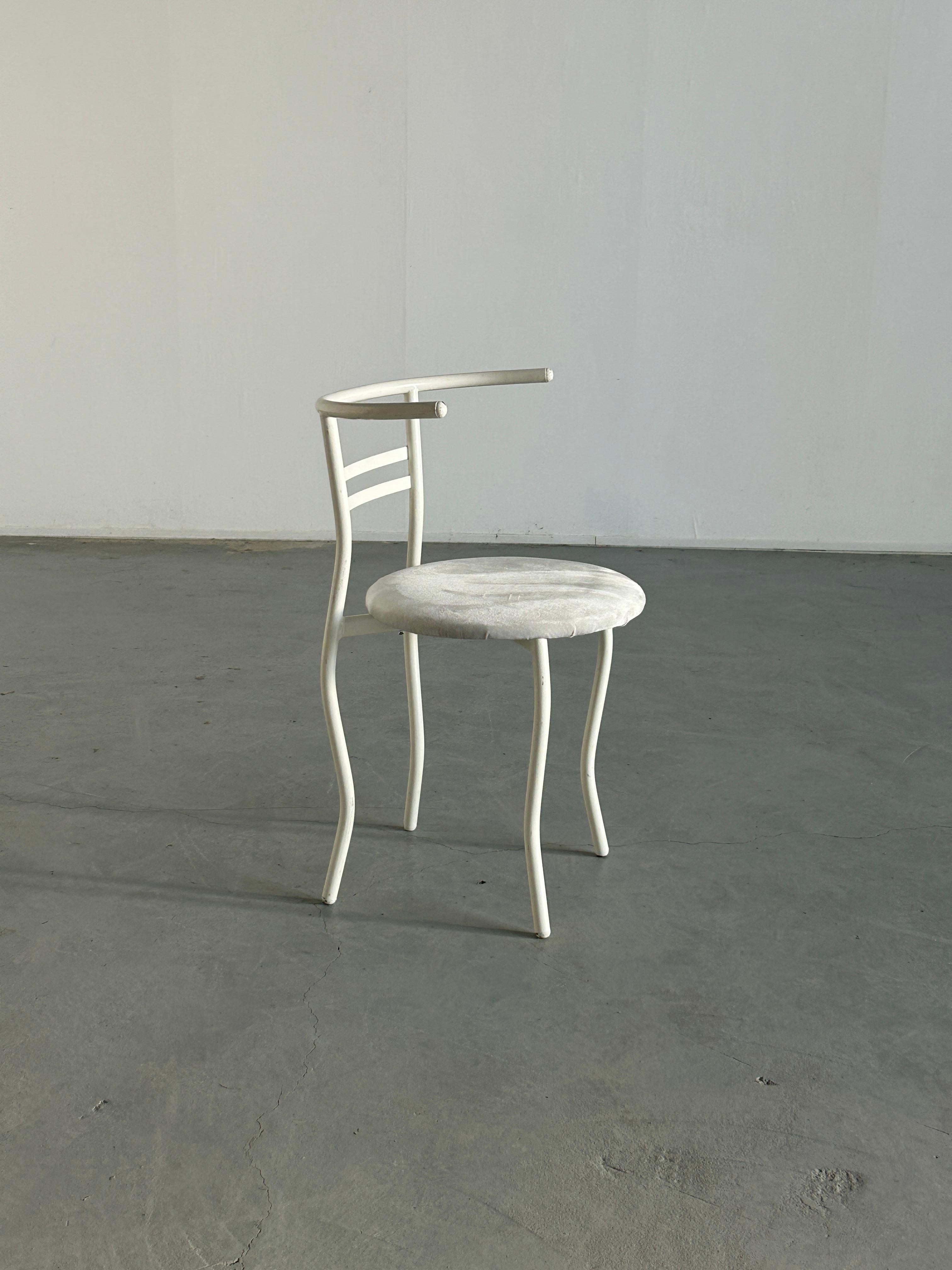 Italian White Postmodern Memphis Style Metal Chair , 1980s Italy