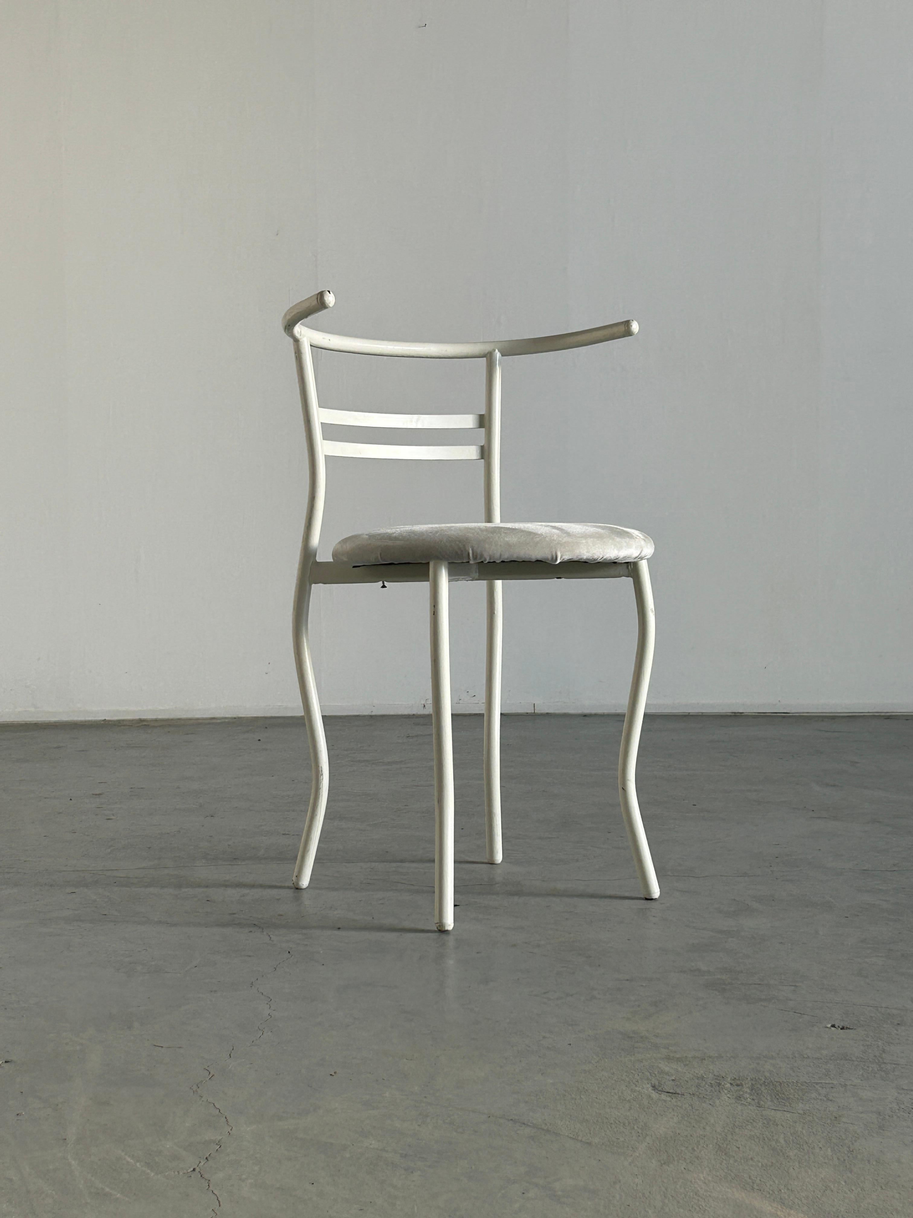White Postmodern Memphis Style Metal Chair , 1980s Italy In Good Condition In Zagreb, HR