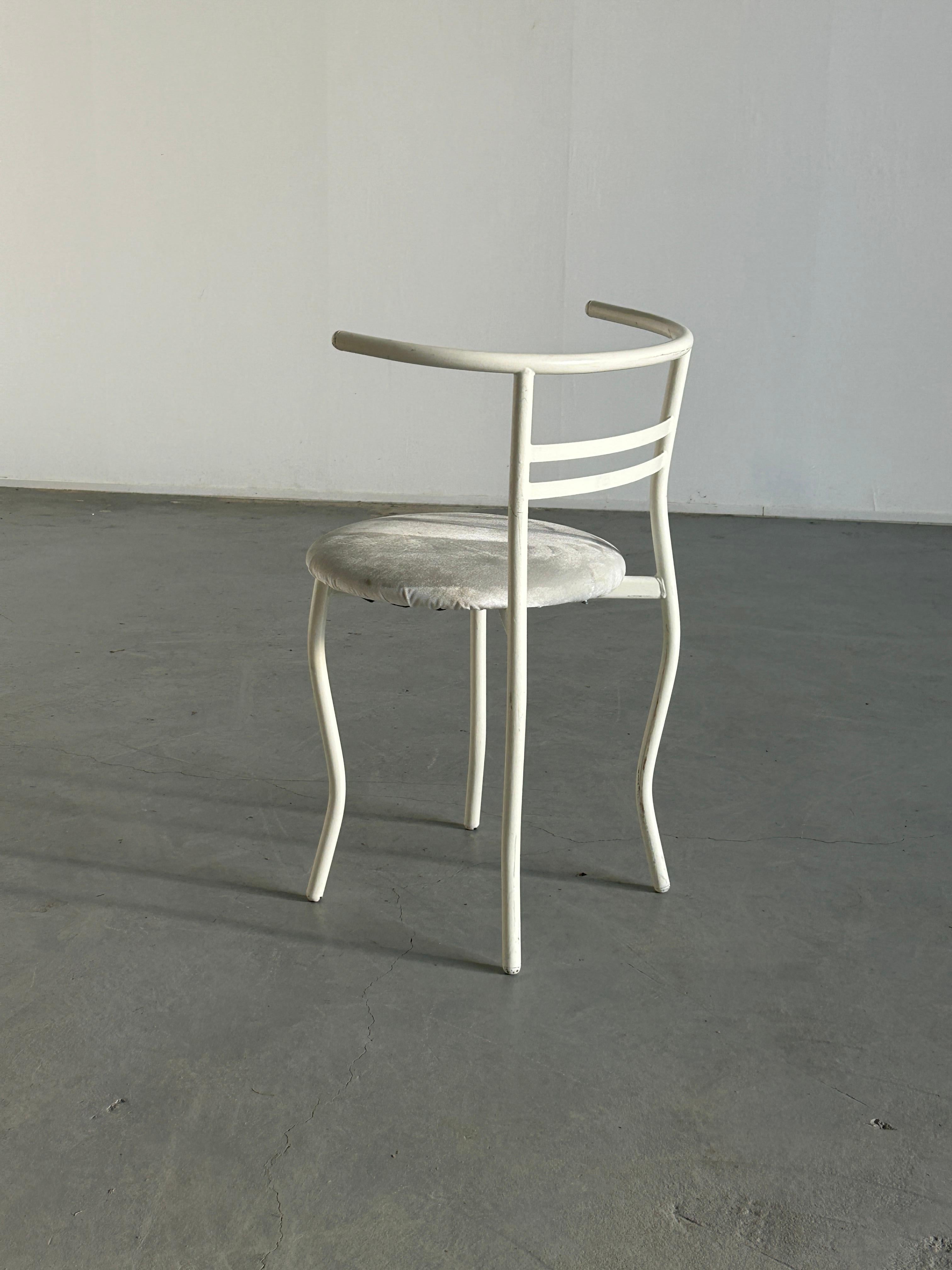 White Postmodern Memphis Style Metal Chair , 1980s Italy 1