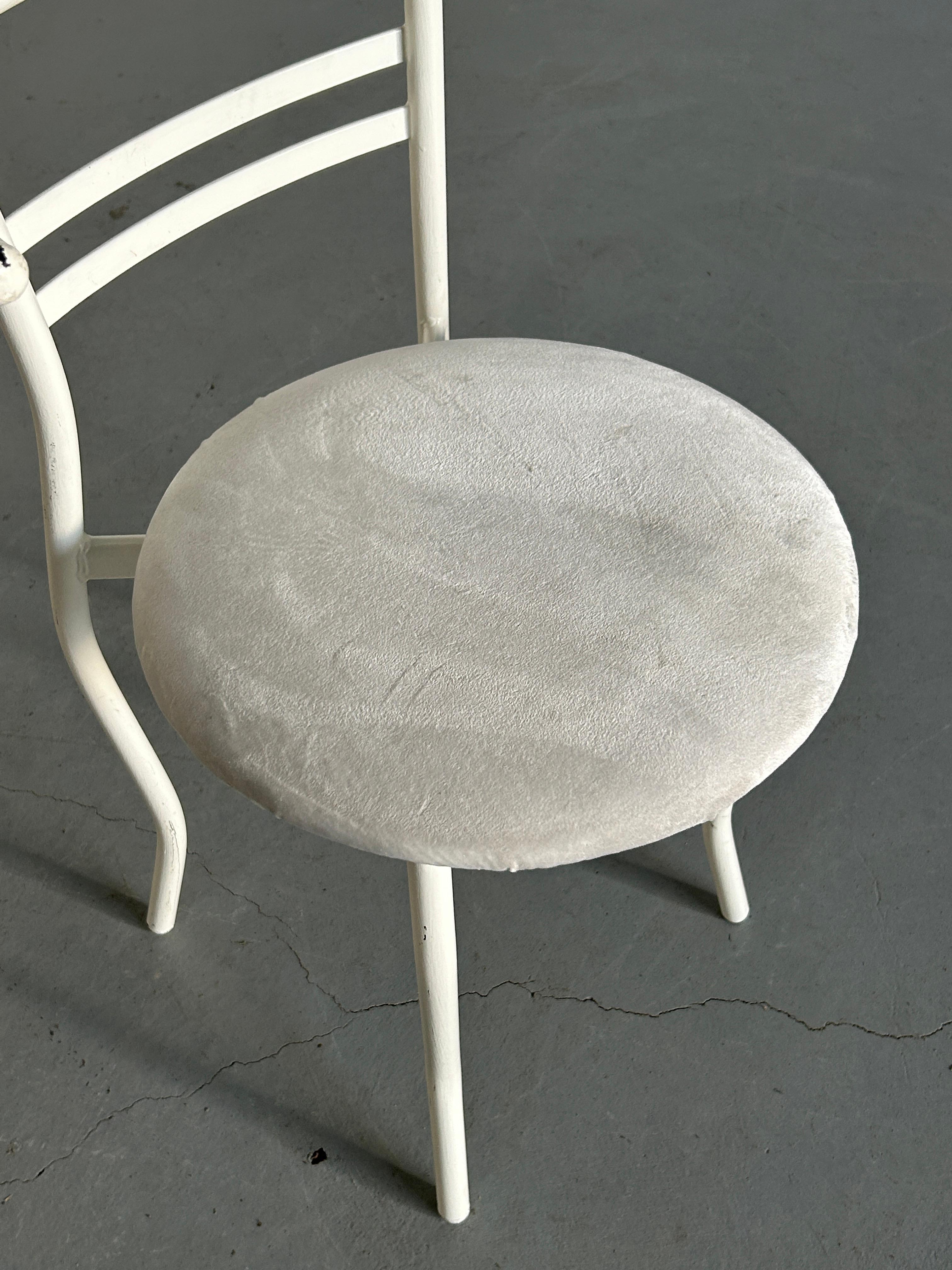 White Postmodern Memphis Style Metal Chair , 1980s Italy 2