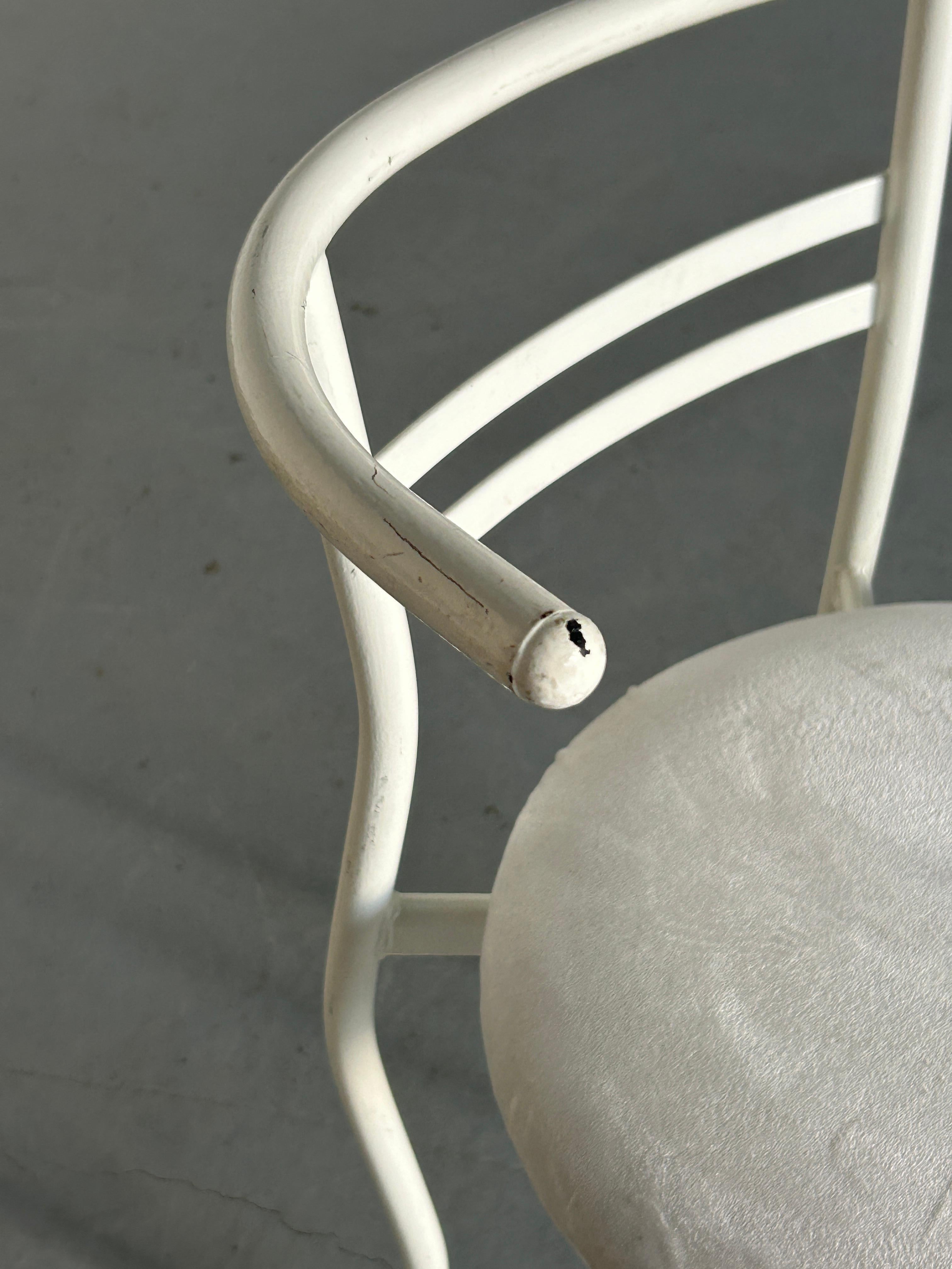 White Postmodern Memphis Style Metal Chair , 1980s Italy 3