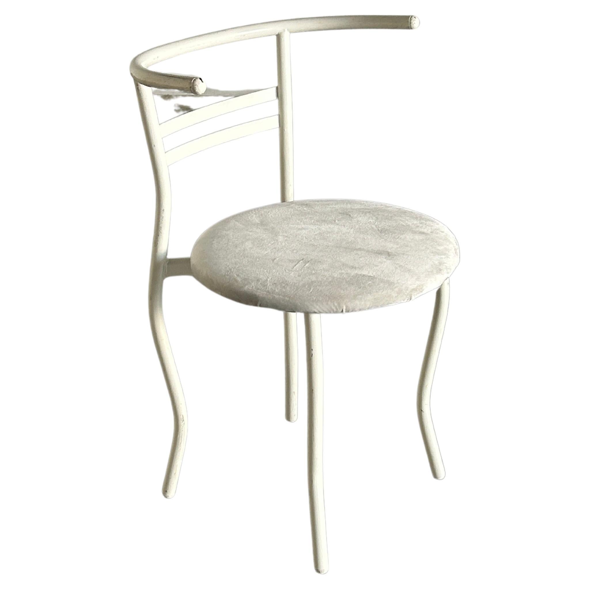 White Postmodern Memphis Style Metal Chair , 1980s Italy
