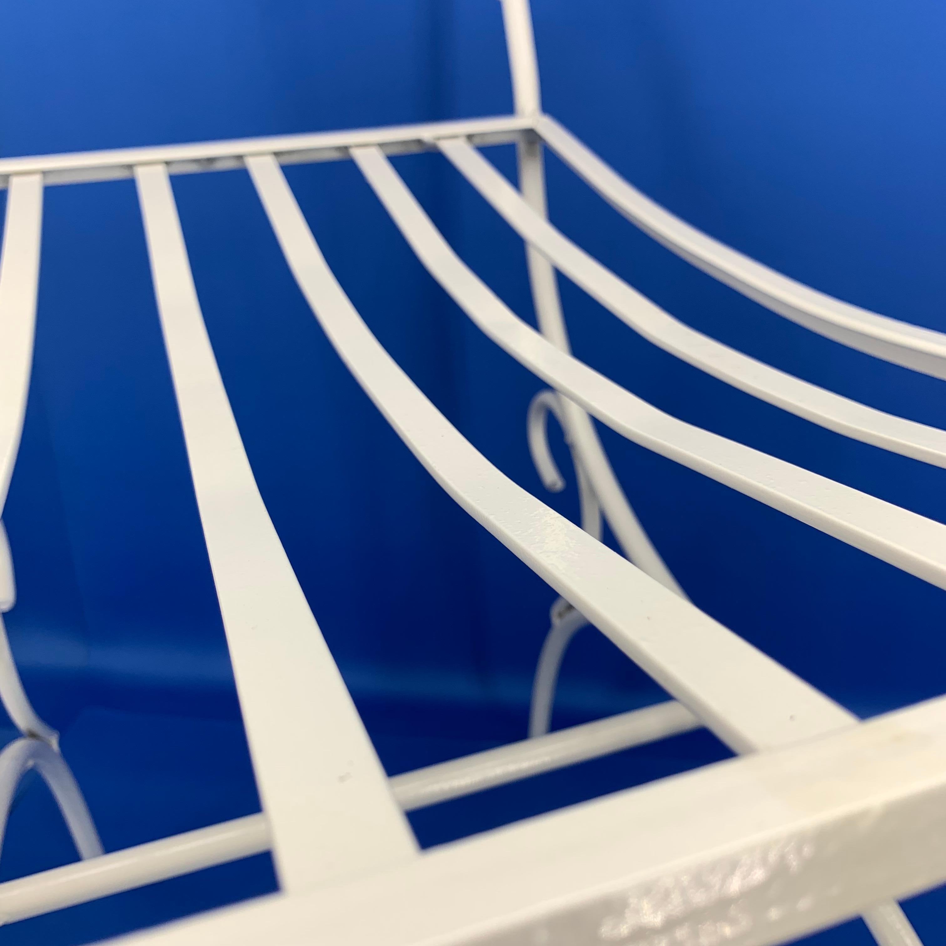 White Powder-Coated Metal Stool Or Bench 10