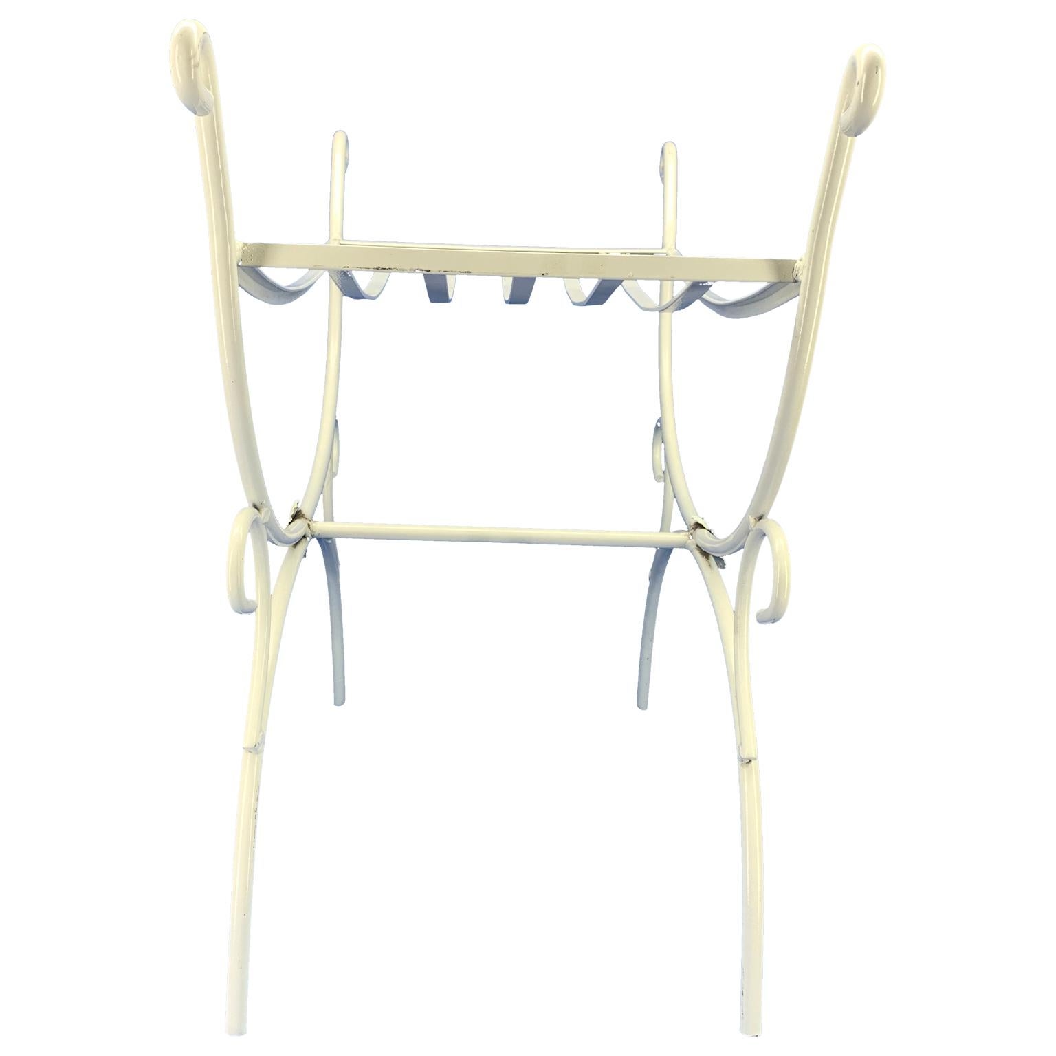 American White Powder-Coated Metal Stool Or Bench For Sale