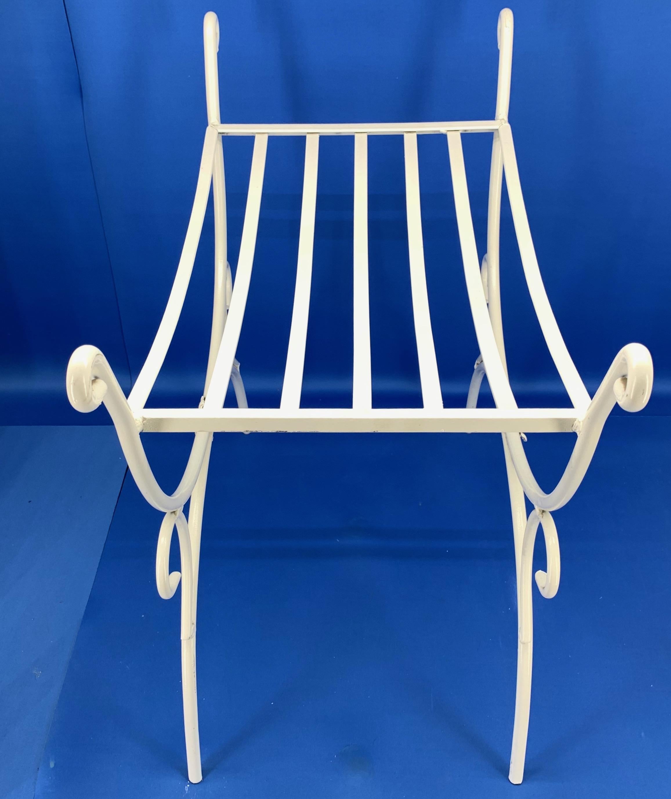 White Powder-Coated Metal Stool Or Bench For Sale 1