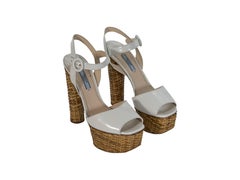 White Prada Leather Platform Sandals