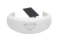 White Prada Padded Re-Nylon Logo Headband