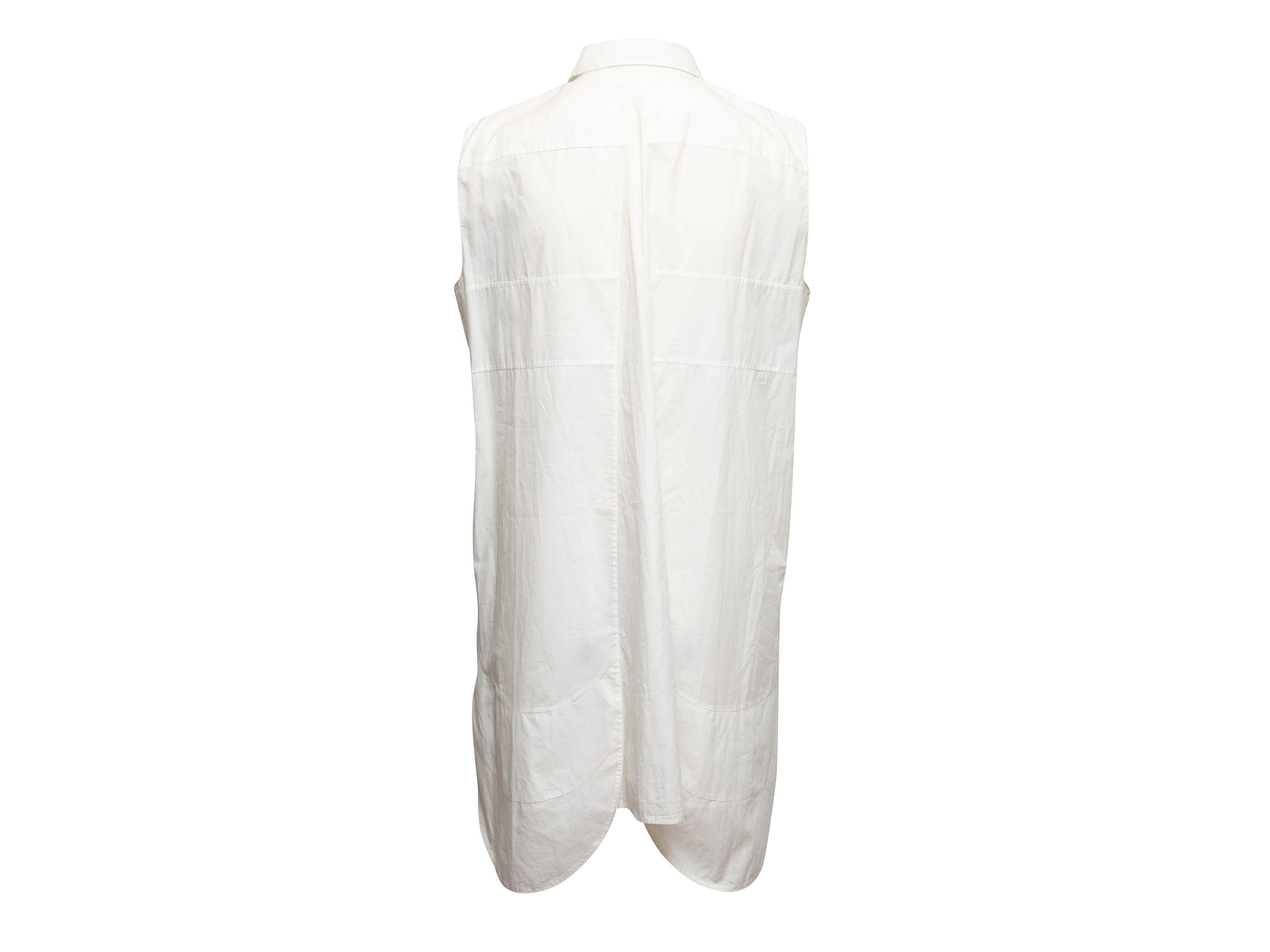 Women's White Prada Sleeveless Button-Up Dress Size IT 46 For Sale