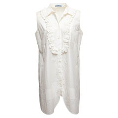 Weißes ärmelloses Prada-Kleid mit Knopfleiste Größe IT 46