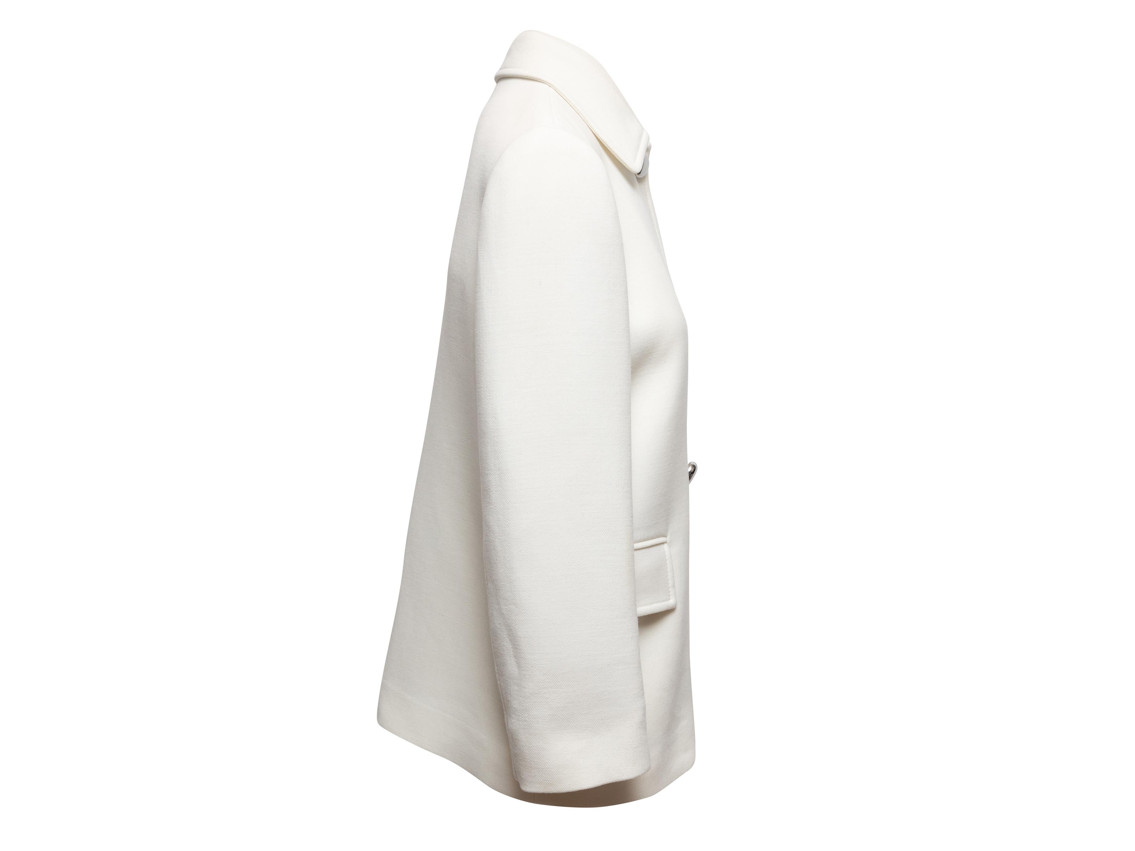 White Prada Wool Jacket Size IT 42 In Good Condition For Sale In New York, NY