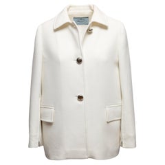 White Prada Wool Jacket Size IT 42