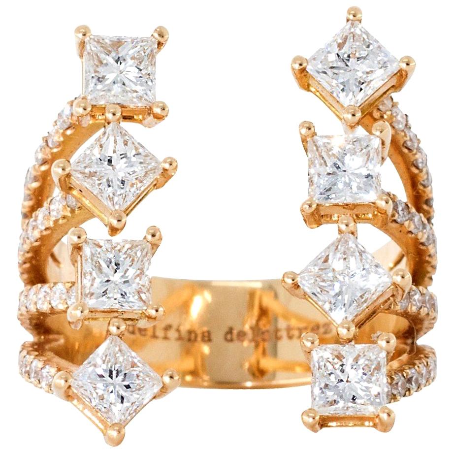 DELFINA DELETTREZ White Princess Diamond 18 Karat Gold Ring For Sale