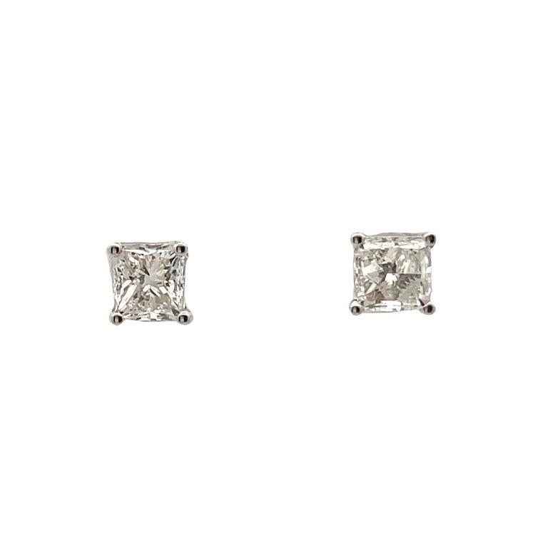We're thrilled to introduce our stunning white princess-cut diamond earrings, an excellent addition to your everyday jewelry collection. Our collection features exceptional, natural diamonds in H color and VS2 clarity, weighing 1.84 carats,