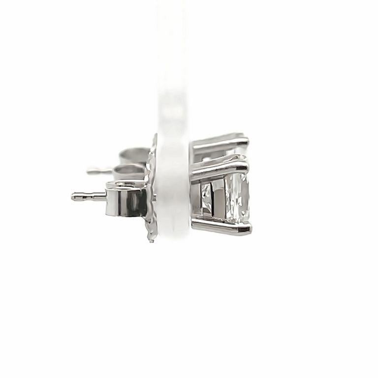 Women's or Men's White Princess Diamond 1.84CT H/ VS2 in 14K White Gold Diamond Studs Earrings For Sale