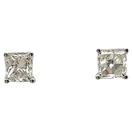 White Princess Diamond 1.84CT H/ VS2 in 14K White Gold Diamond Studs Earrings For Sale