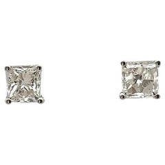 Boucles d'oreilles en or blanc 14K diamant Princesse 1.84CT H/ VS2