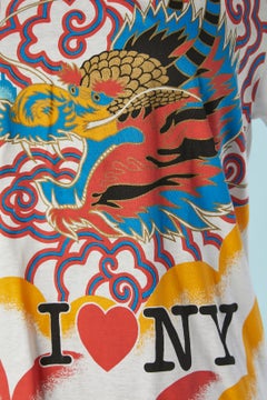 White printed tee-shirt I LOVE NY&Dragon Kansai International NEW with tag