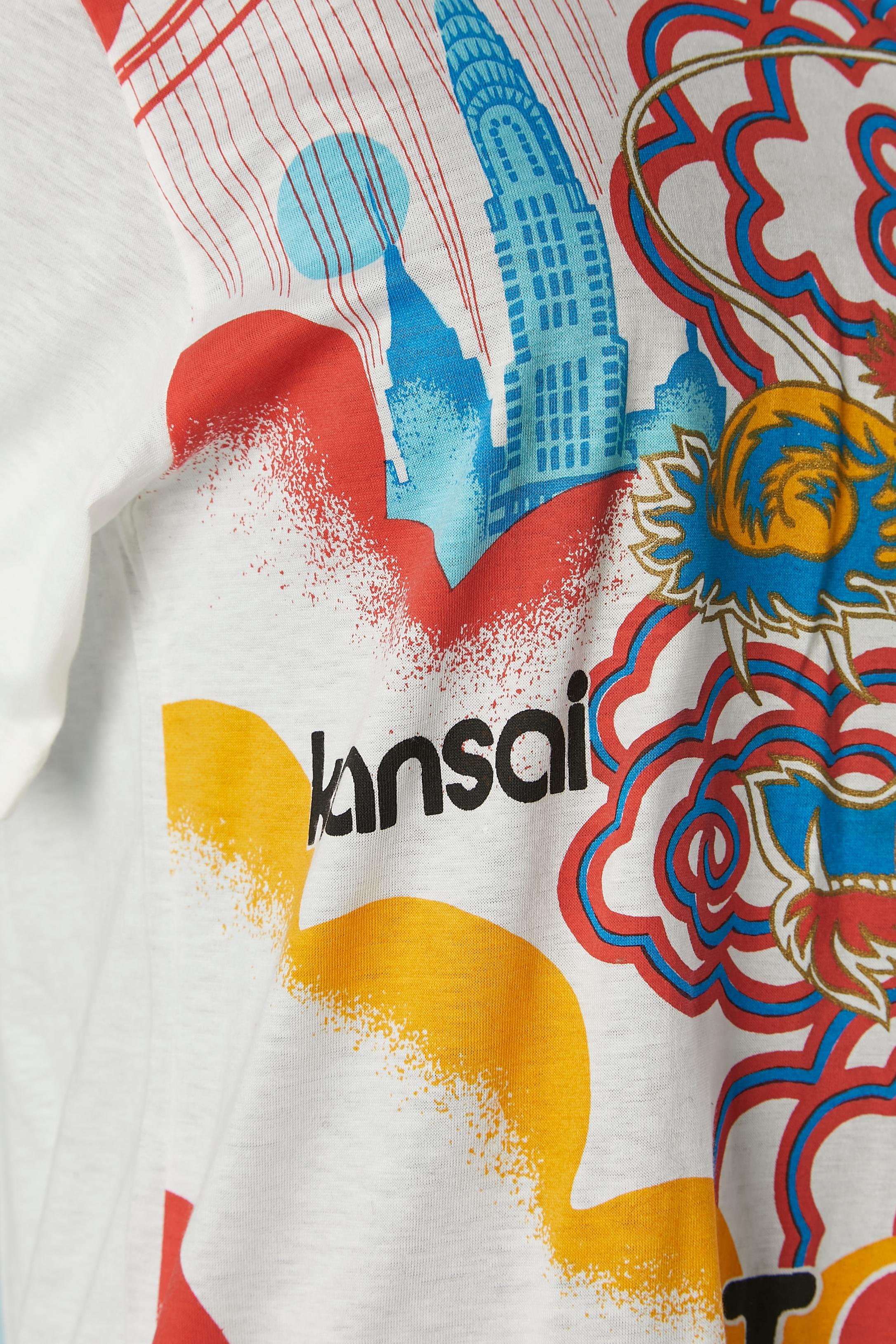 Women's White printed tee-shirt I LOVE NY&Dragon Kansai International NEW with tag For Sale