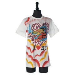 T-shirt imprimé blanc I LOVE NY&Dragon Kansai International NEUF avec étiquette 