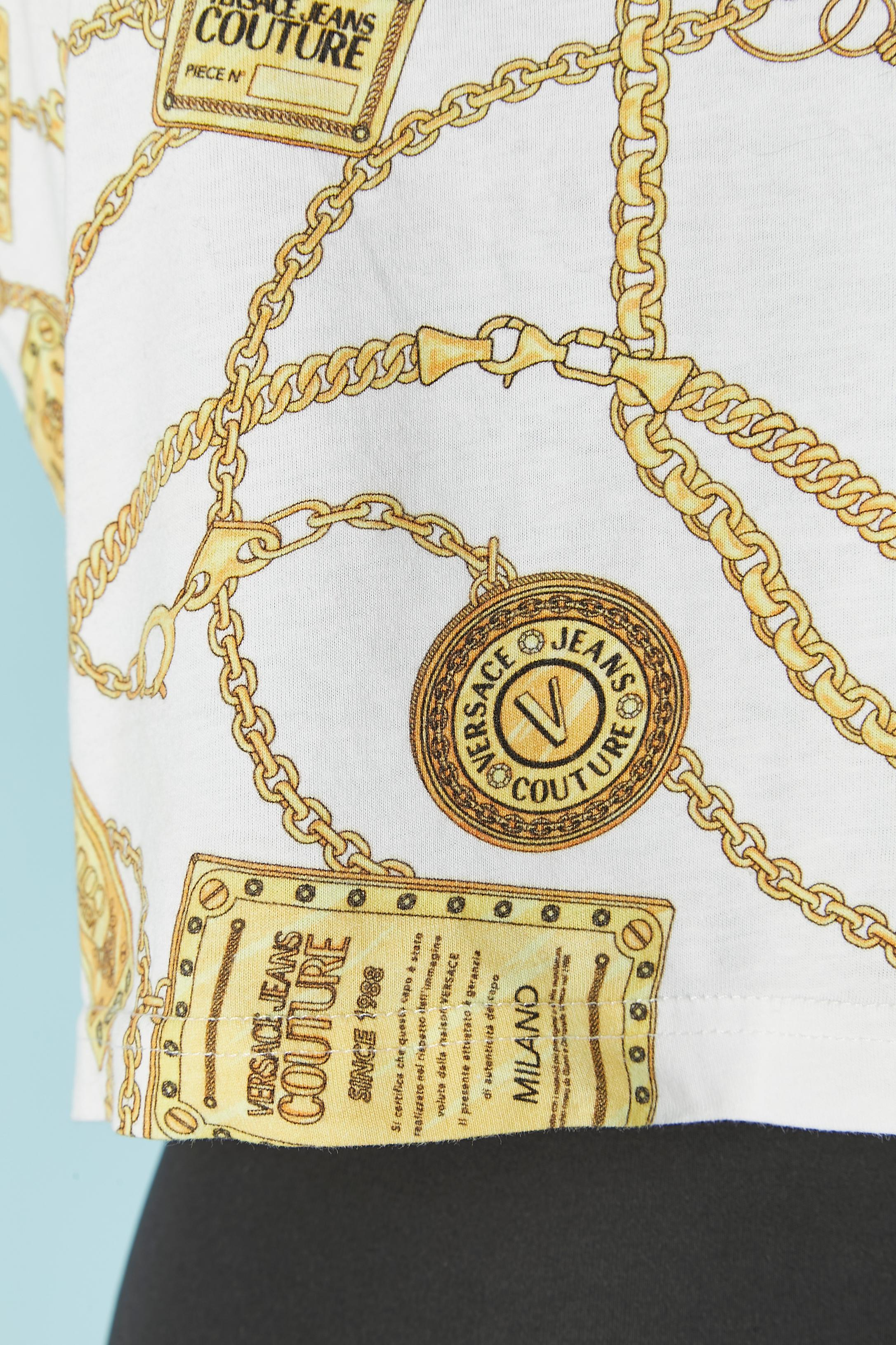 White printed tee-shirt VERSACE JEANS COUTURE In Excellent Condition For Sale In Saint-Ouen-Sur-Seine, FR