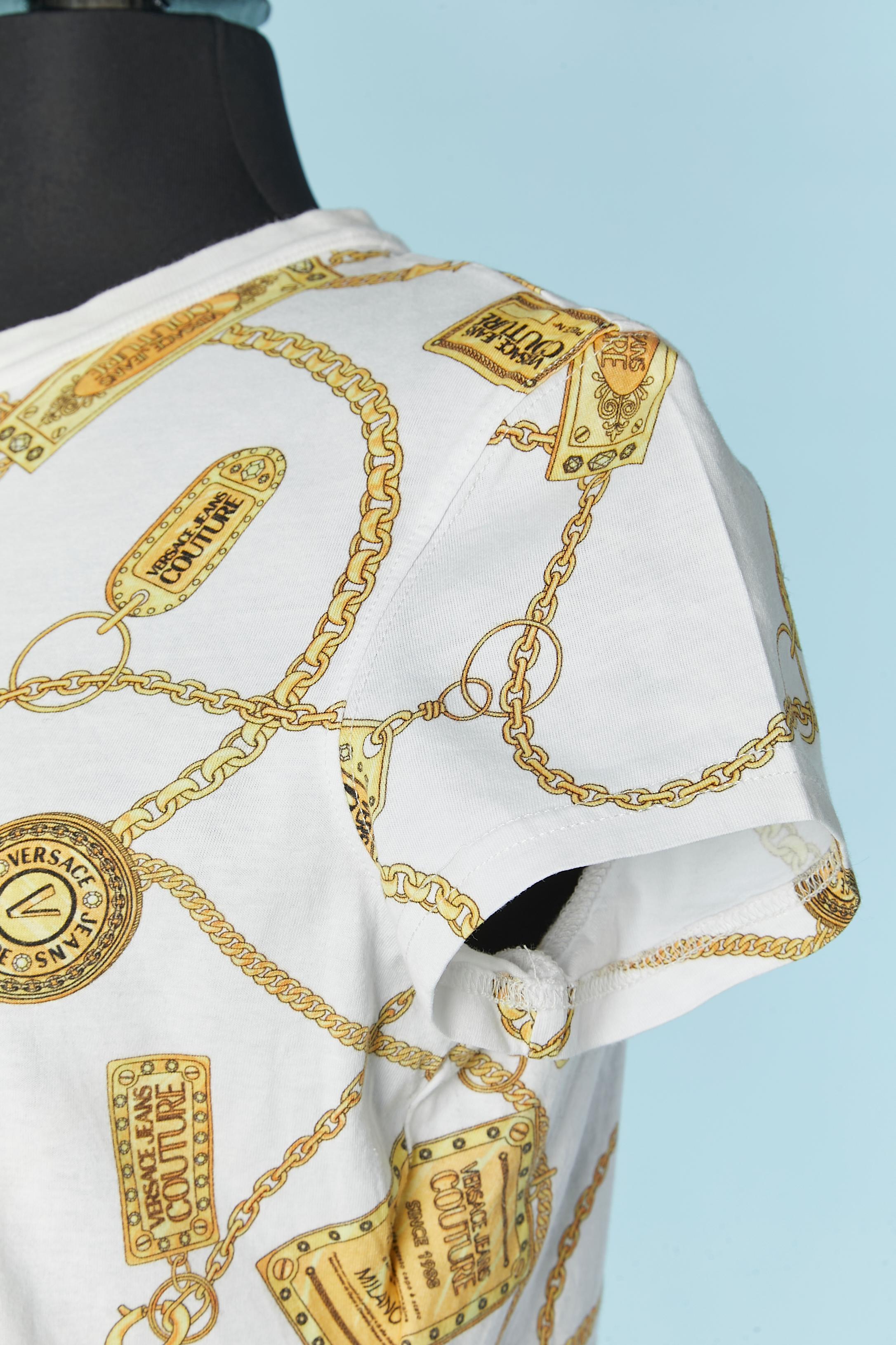 Women's White printed tee-shirt VERSACE JEANS COUTURE For Sale