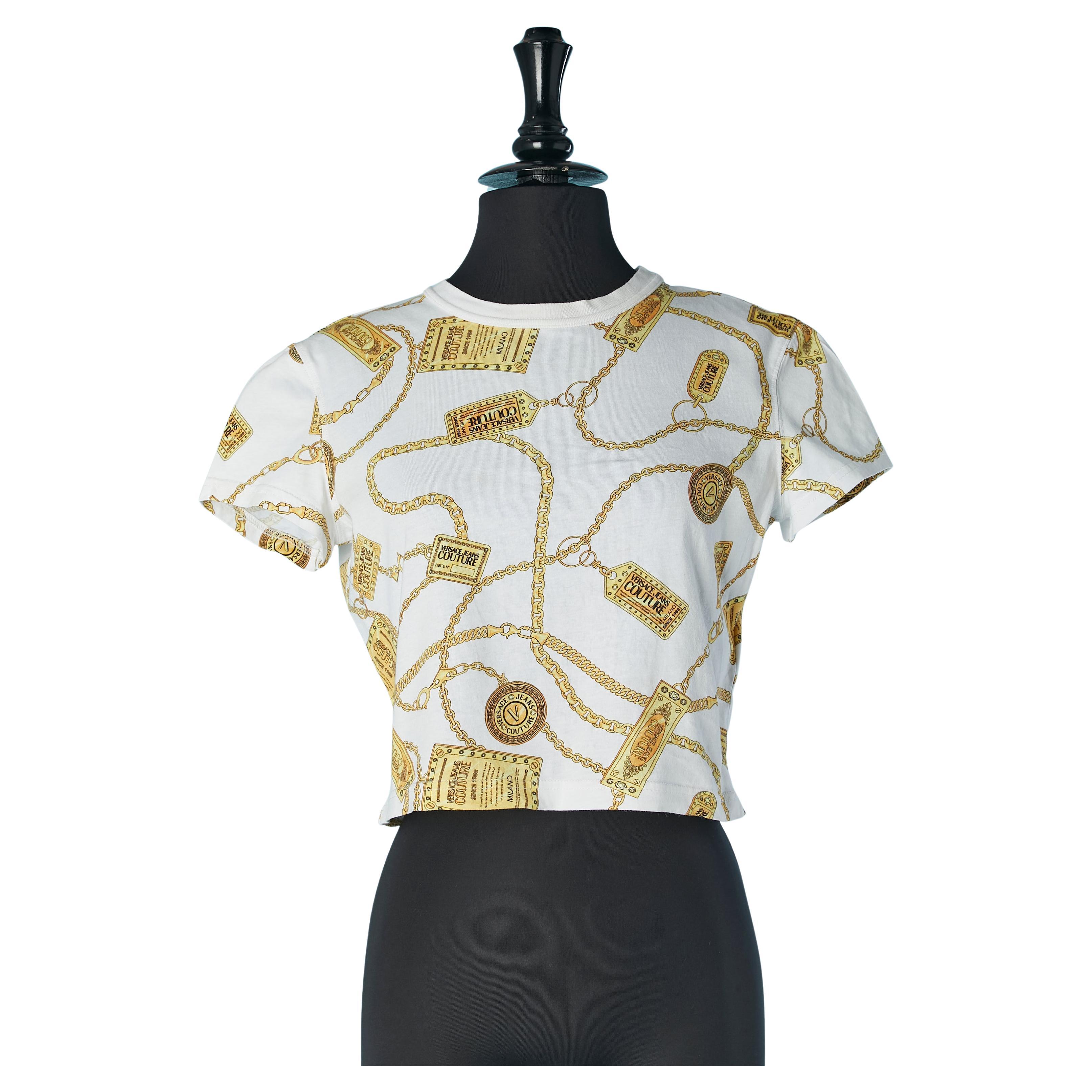 White printed tee-shirt VERSACE JEANS COUTURE For Sale