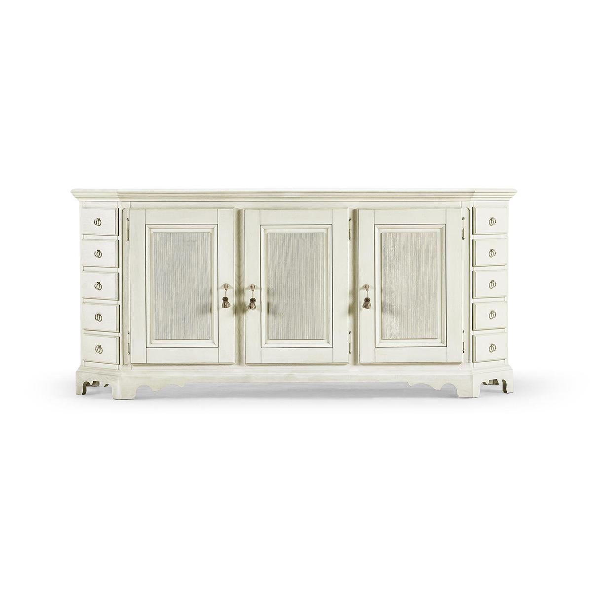 Vietnamese White Provincial Buffet Sideboard For Sale