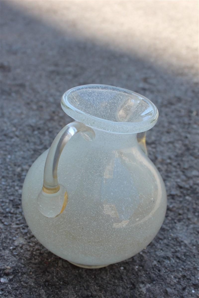 Mid-20th Century White Pulegoso Murano Glass Vase 1950s Seguso Italian Design For Sale