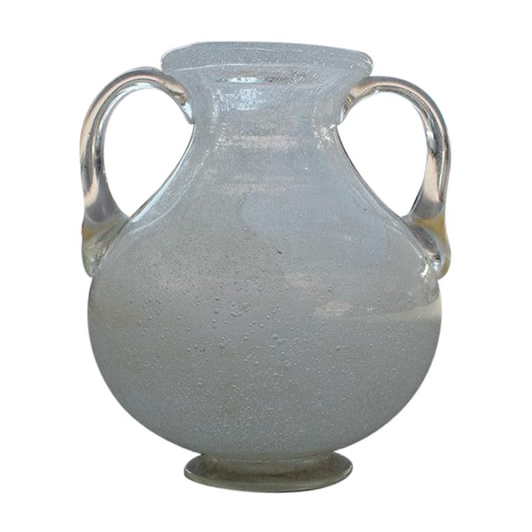 White Pulegoso Murano Glass Vase 1950s Seguso Italian Design