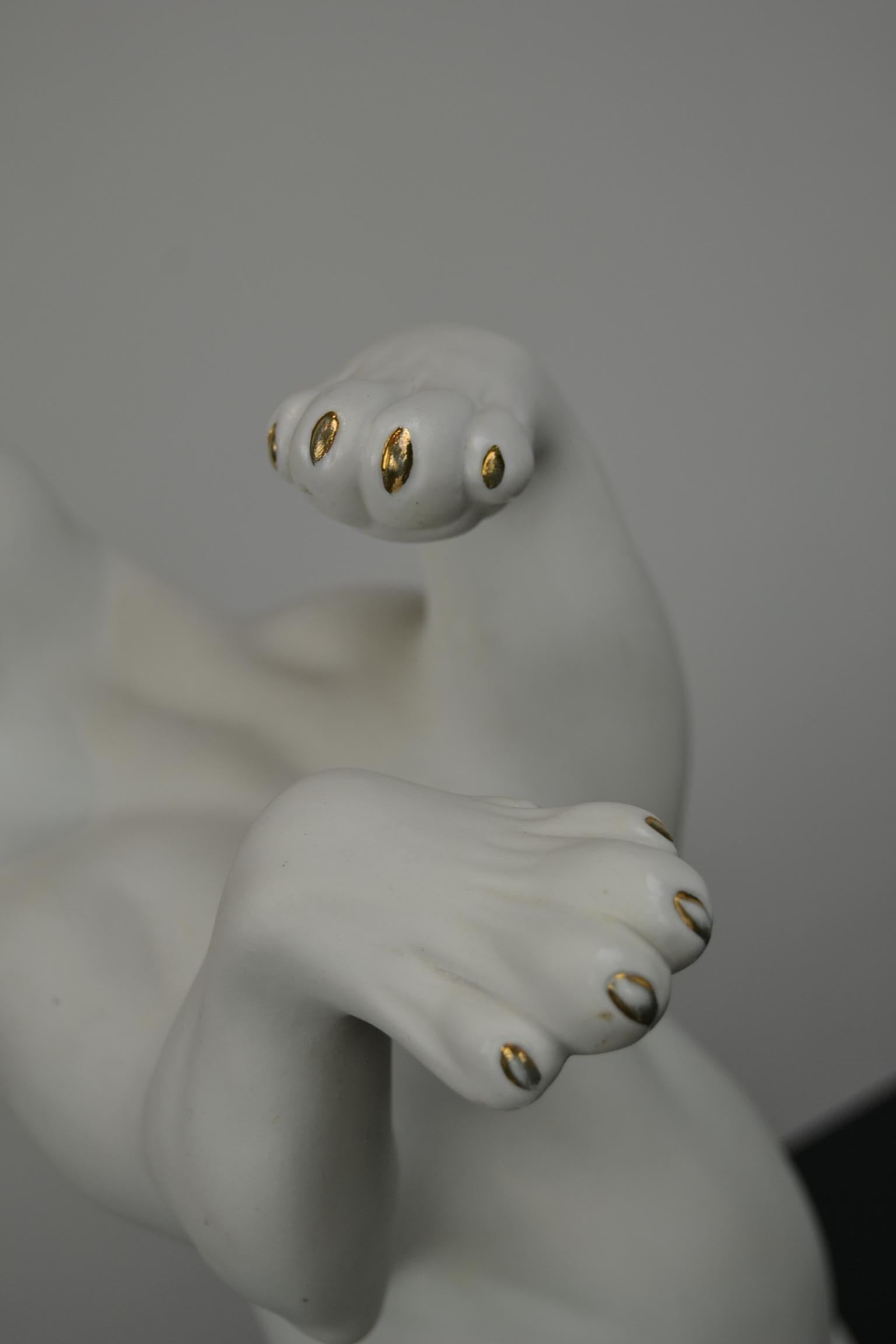 White Puma Biscuit Porcelain Sculpture  1