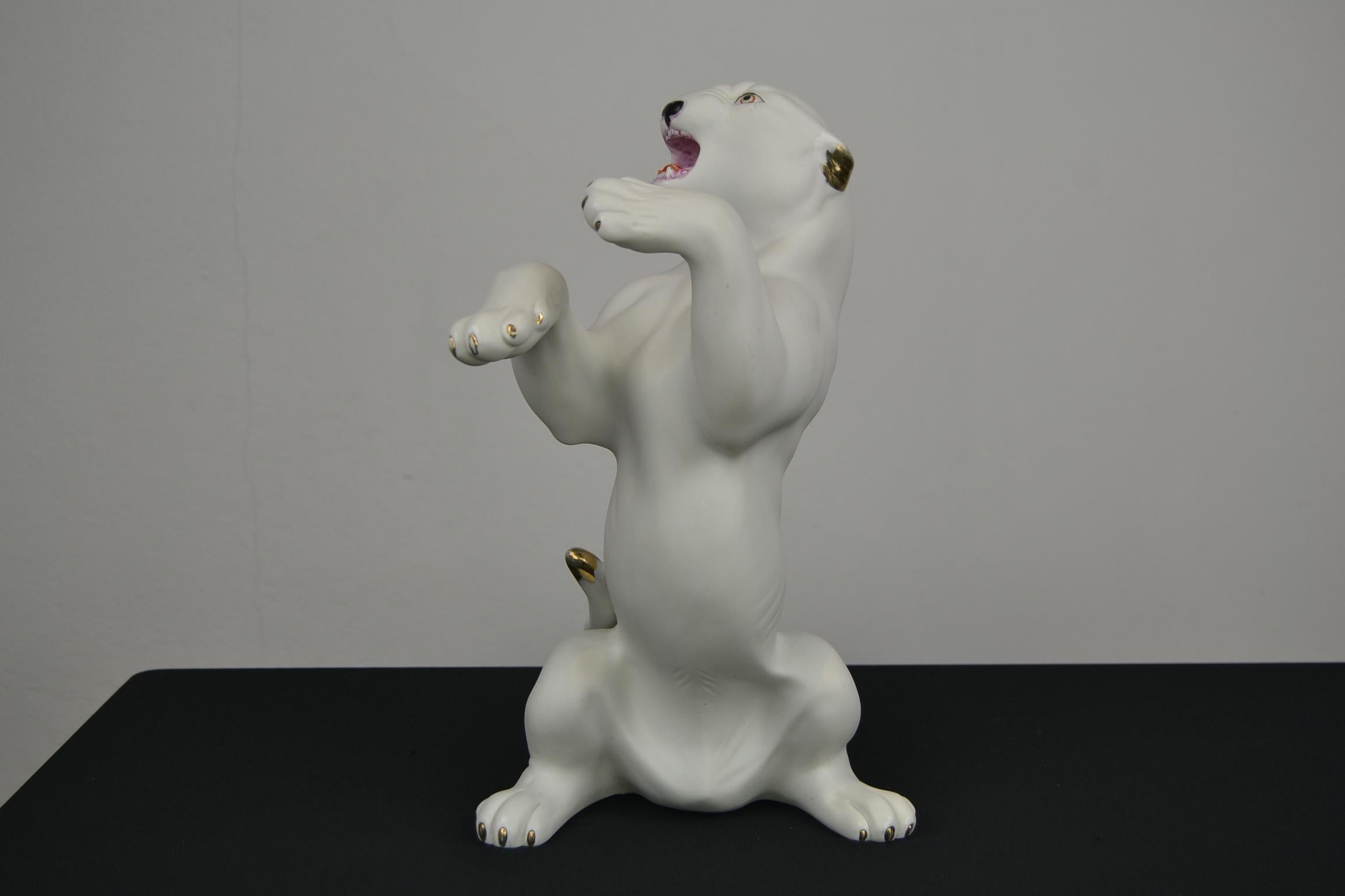 White Puma Biscuit Porcelain Sculpture  2