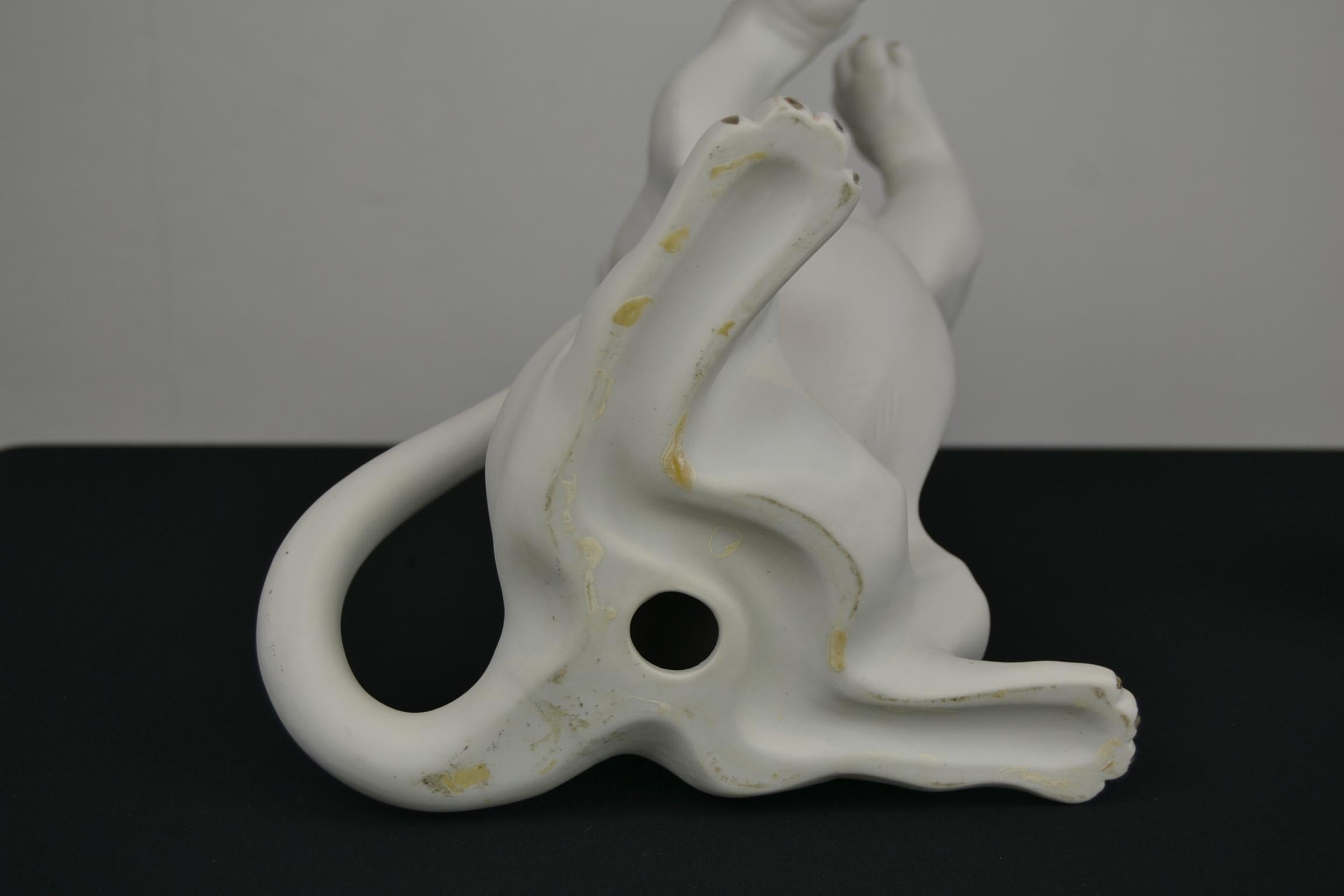 White Puma Biscuit Porcelain Sculpture  9