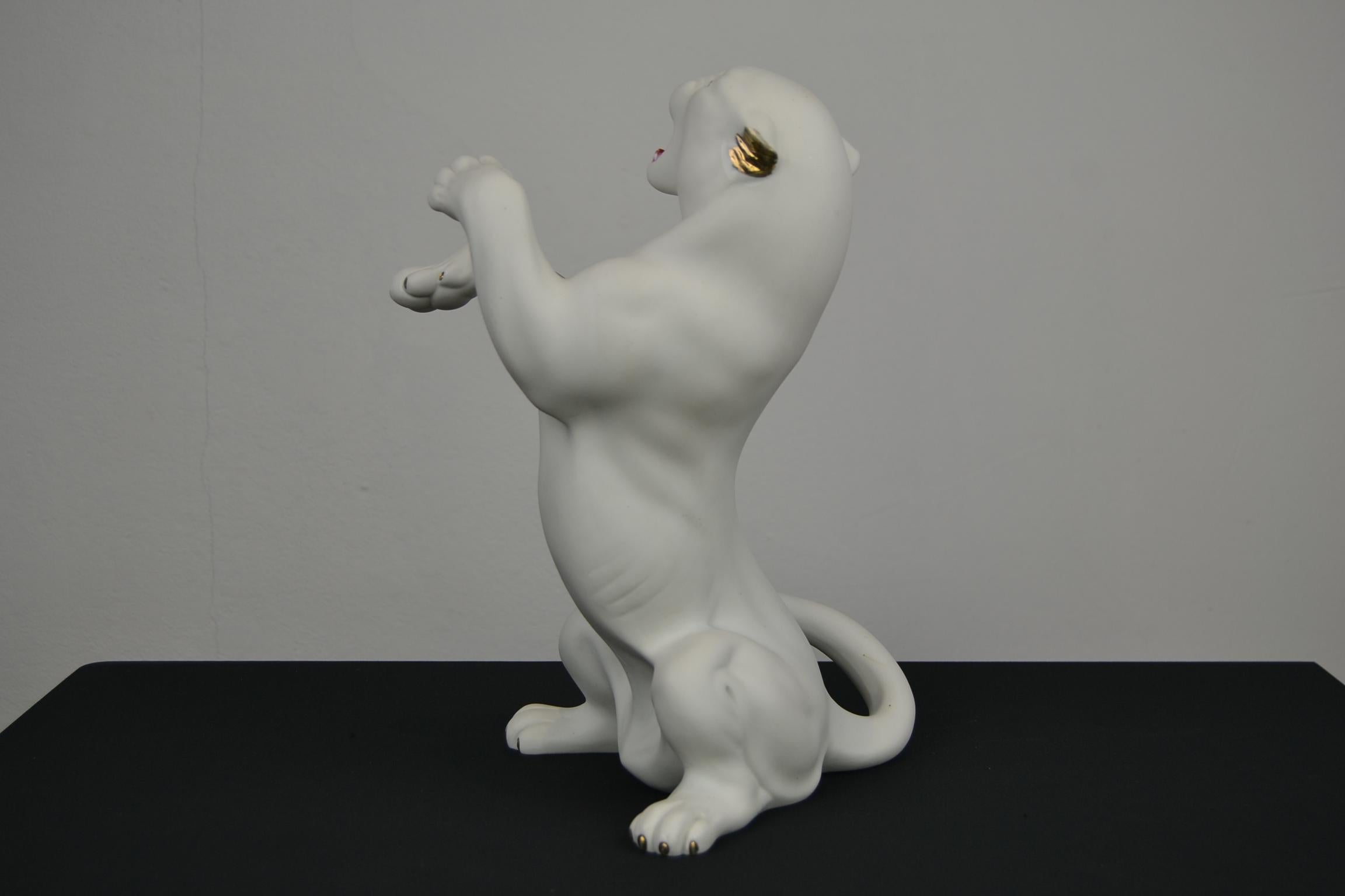 White Puma Biscuit Porcelain Sculpture  5