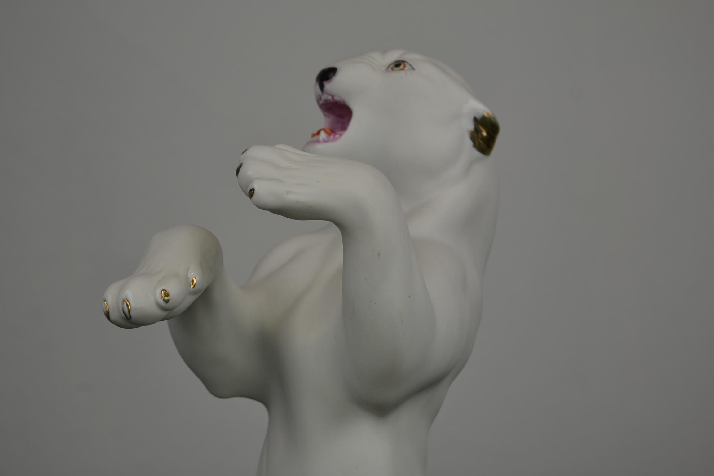 White Puma Biscuit Porcelain Sculpture  3