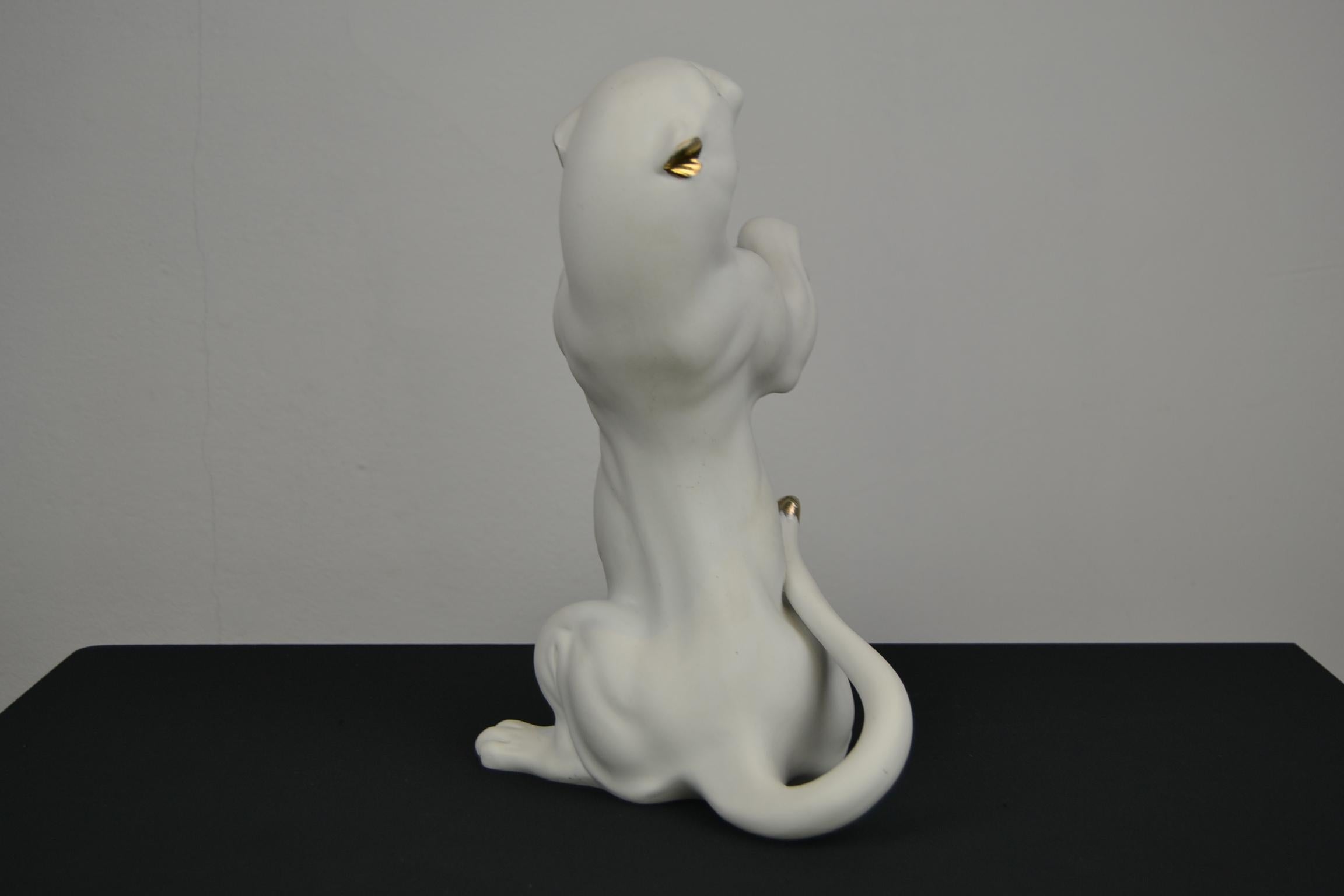 White Puma Biscuit Porcelain Sculpture  8