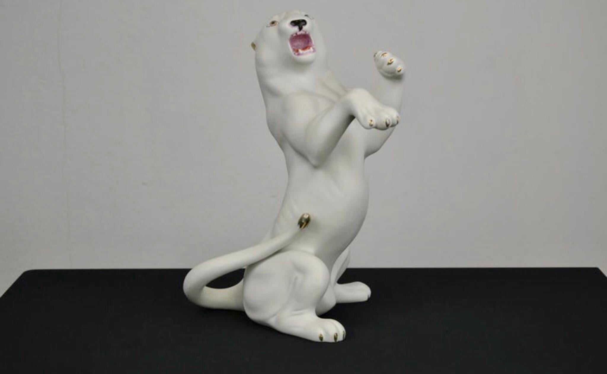 20th Century White Puma Sculpture, 1960s For Sale