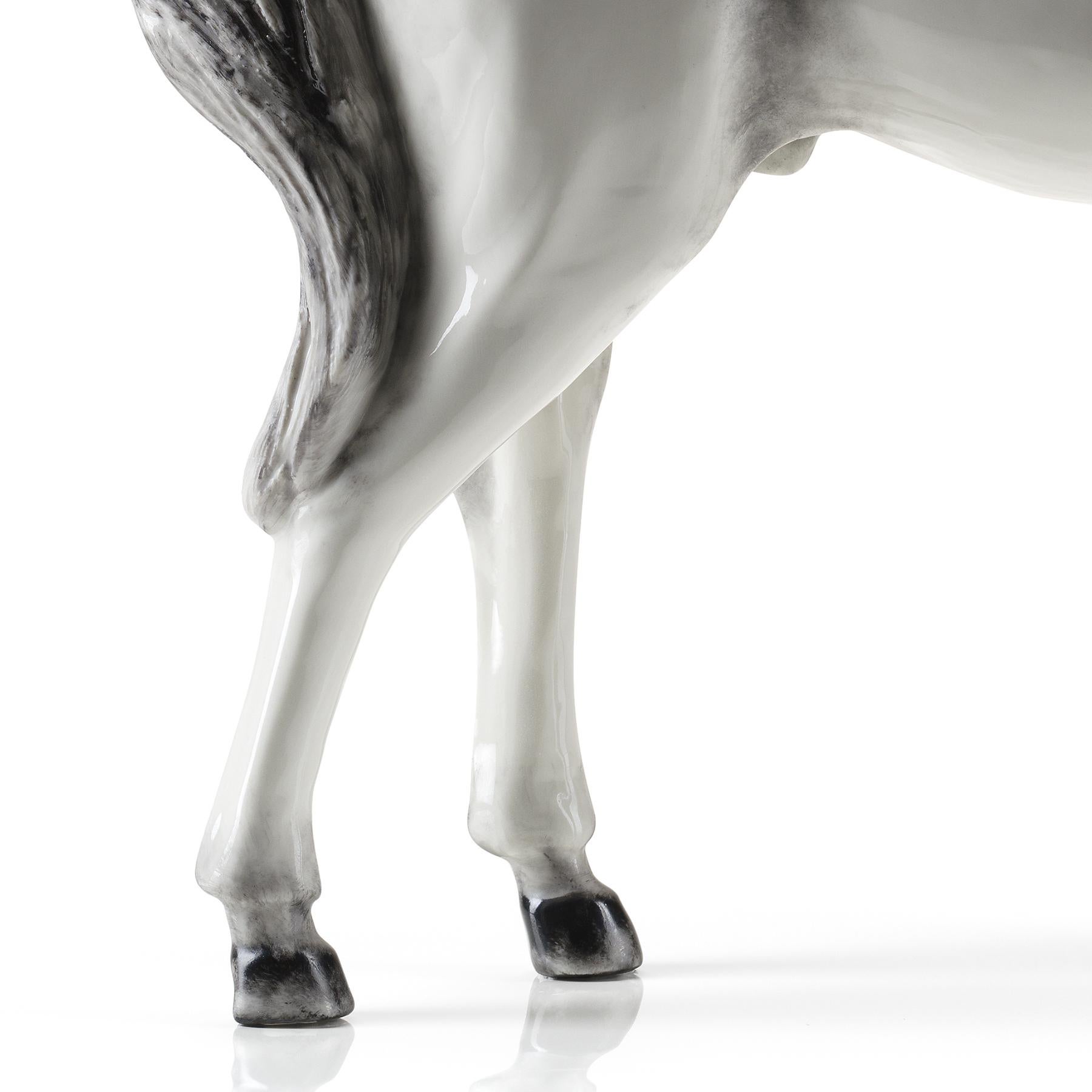 Italian White Pure Bred Horse Sculpture For Sale