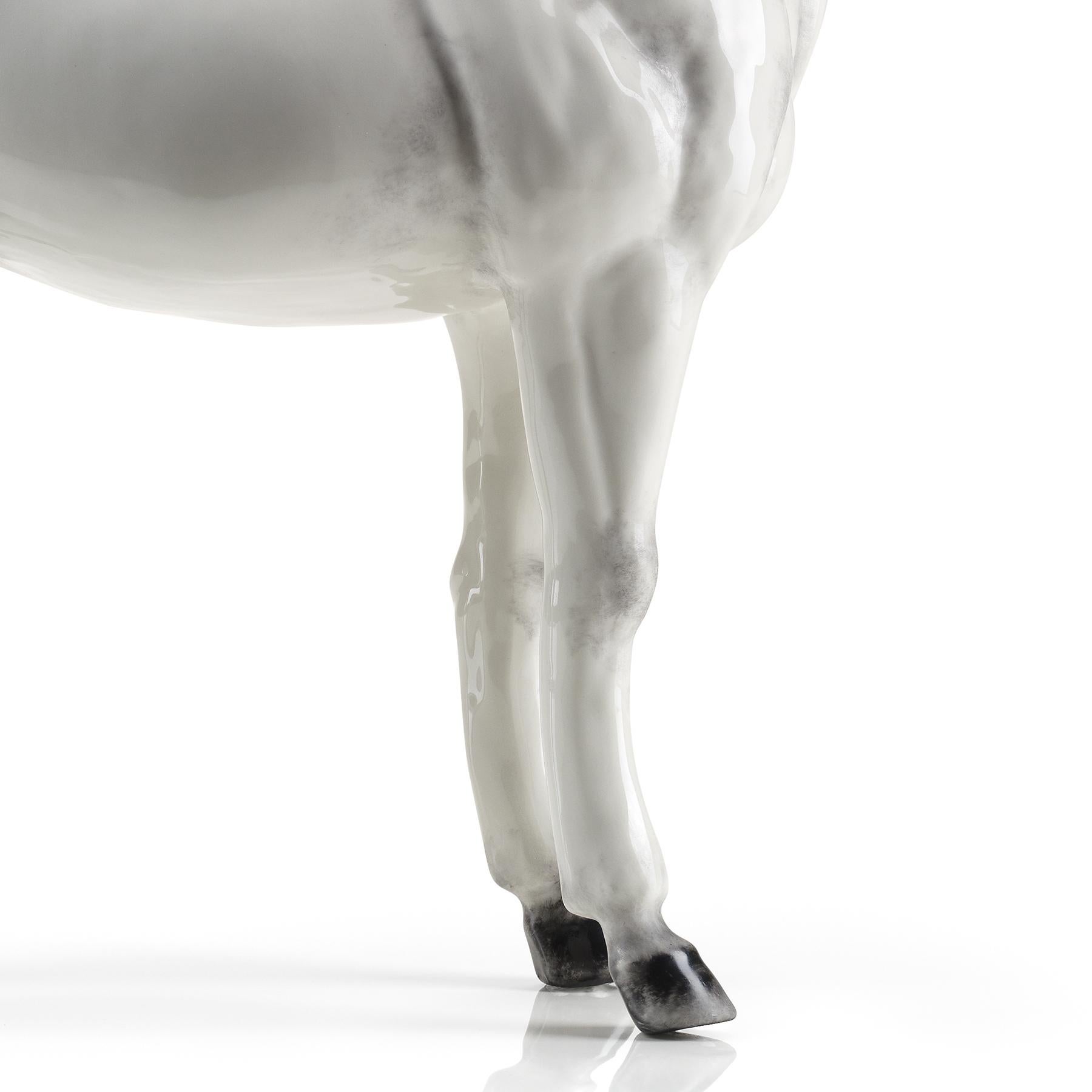 Hand-Painted White Pure Bred Horse Sculpture For Sale