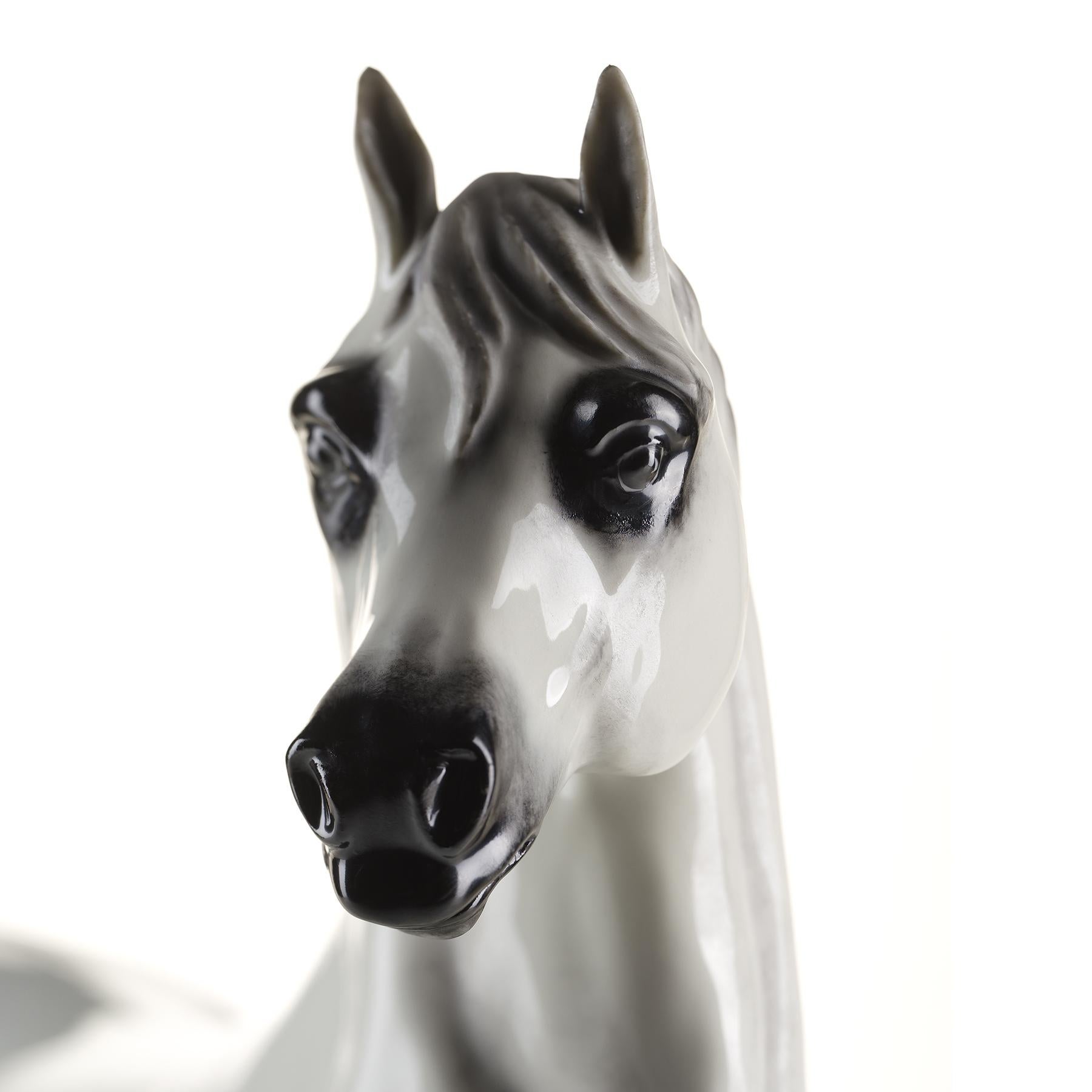Porcelain White Pure Bred Horse Sculpture For Sale