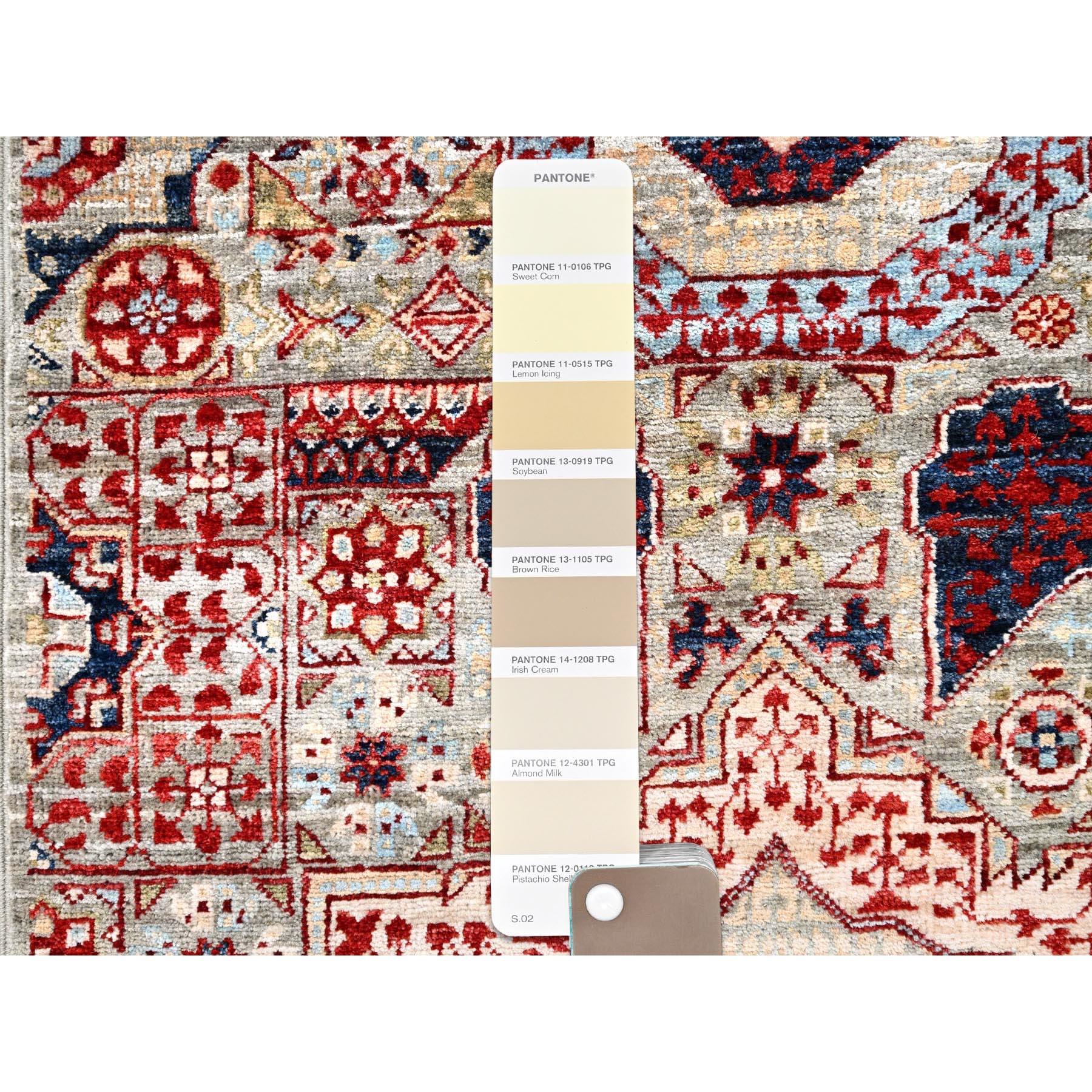 Afghano Tappeto orientale bianco in pura lana annodato a mano Mamluke Design XL Runner 2'4