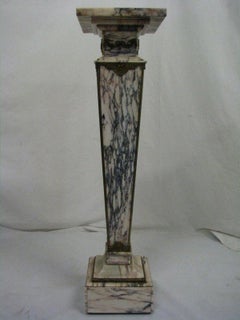 White, Purple Marble Column / Pedestal, 20th Century